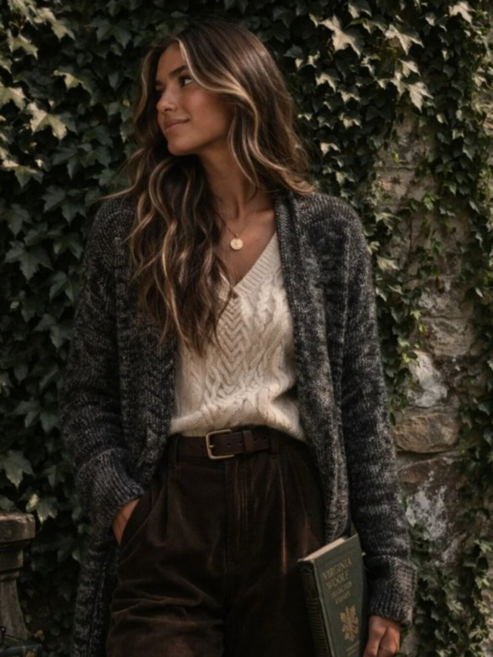 JOIE Heathered Gray and White Waterfall Open Cardigan, S